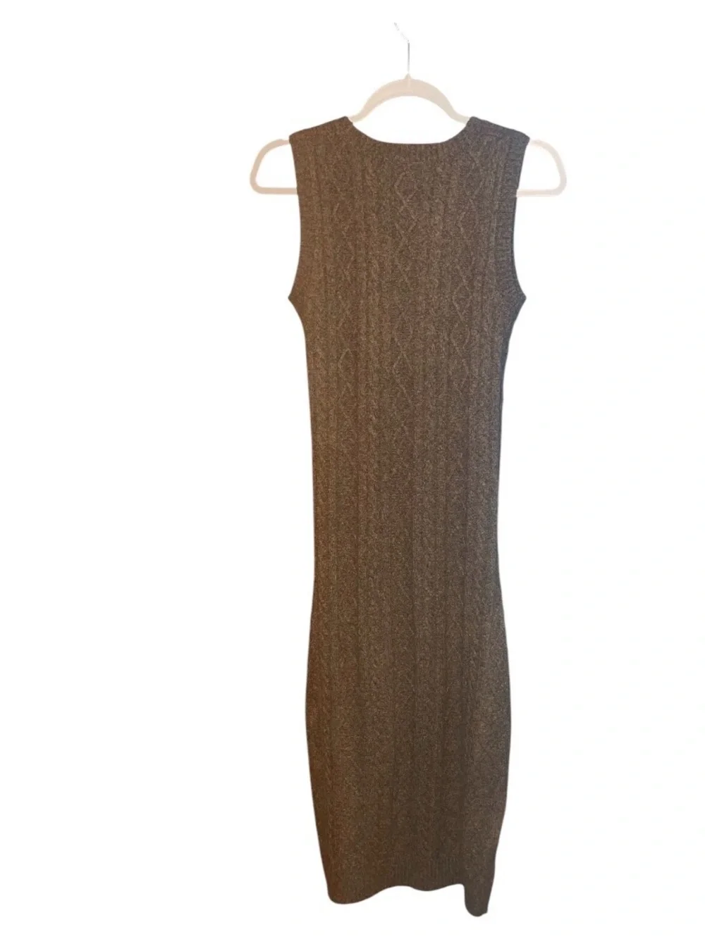Current Air Sleeveless Cable-Knit Maxi Midi Dress in Brown